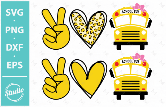 Peace Love School Bus Svg: Graphics for Crafts